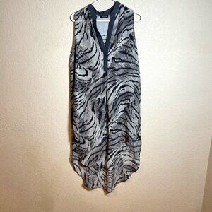 OTTE New York Tunic Shirt Dress Womens M Gray Silk Sleeveless Animal Print